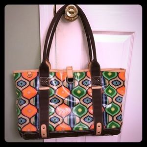 LAST CALL Franco Sarto Peacock Coated Canvas Tote